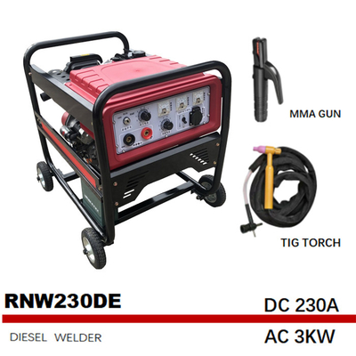 De Ce Goedgekeurde 230A-Kleine Tank RNW230DE van Gen Welder gelijkstroom 1.6kw van de BENZINEboog