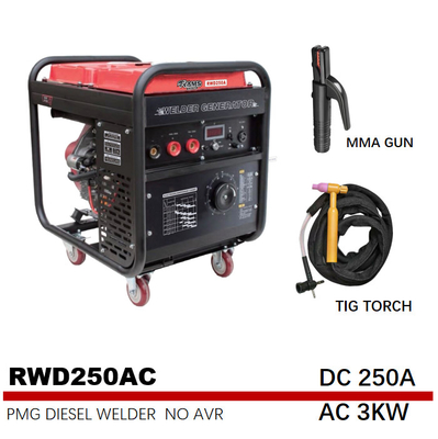 van het Booglassengenerators 531cc 3kw van 75V RWD250AC 250A de Benzinegenerator