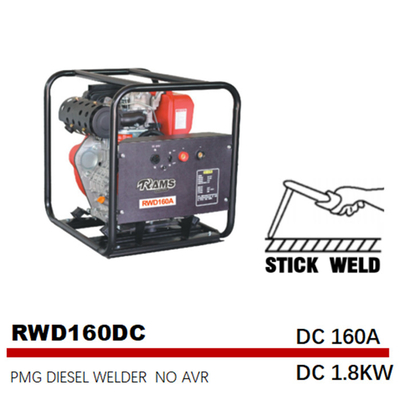 160A de Generatorgelijkstroom 1.8kw PMG Diesel van het stoklassen Middelgrote Frequentie