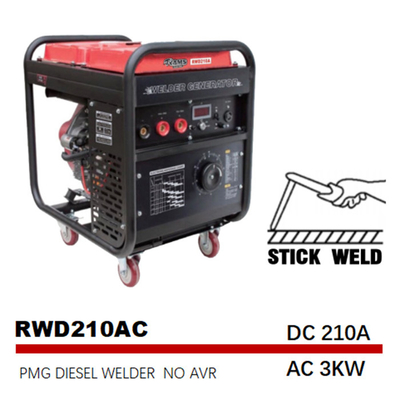 210A Volledige het Kopermotor van stokgenset diesel welder generator AC 3kw